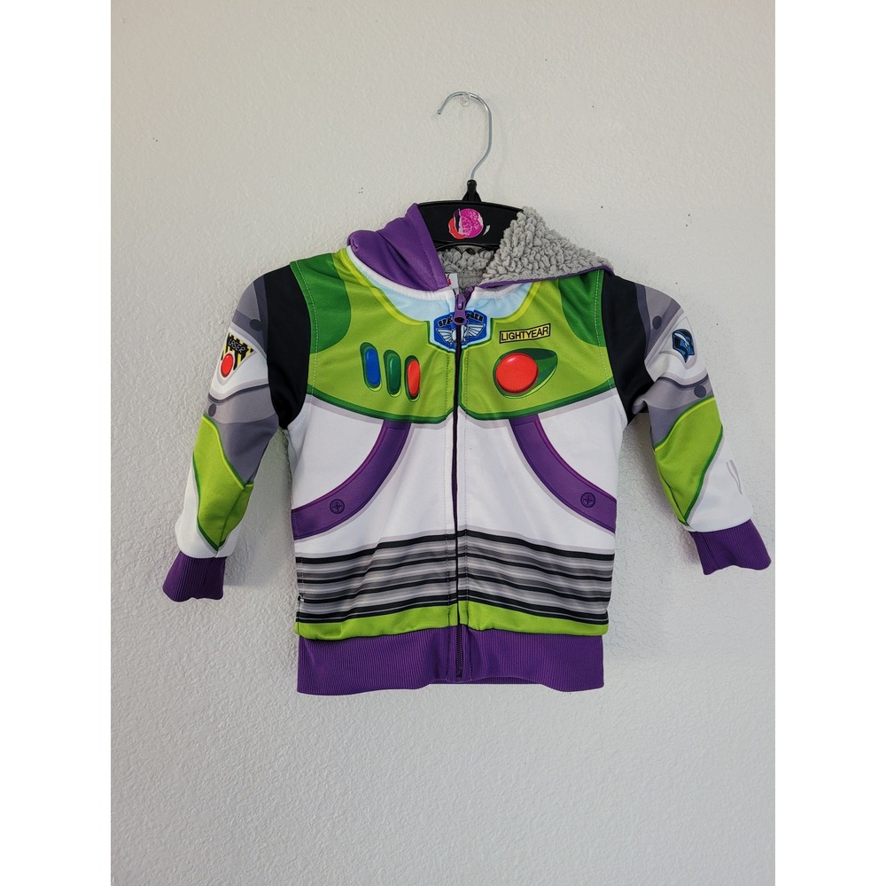 Toy Story Buzz Lightyear Toddler Boys Sherpa Lined Full Zip Costume Hoodie 2T #3